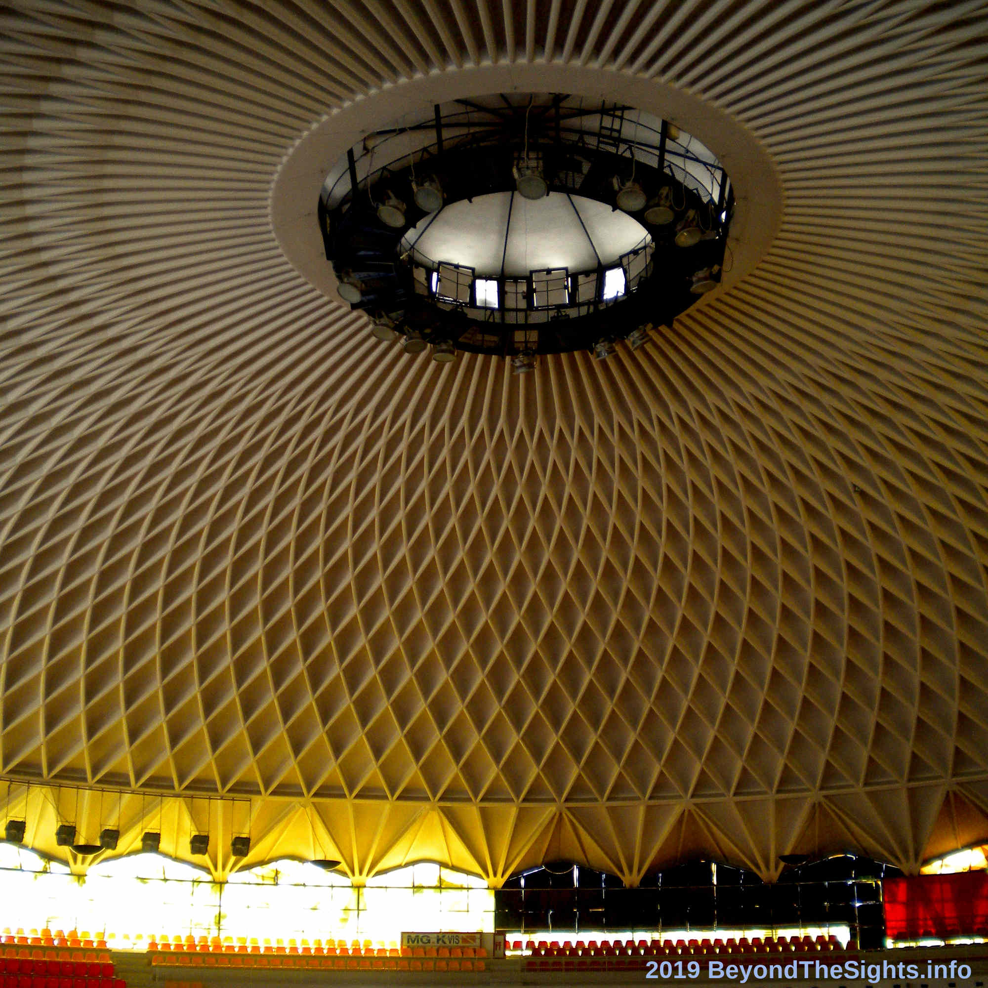 The ribbed shell of Pier Luigi Nervi's Palazzetto dell Sport in Rome (IT)