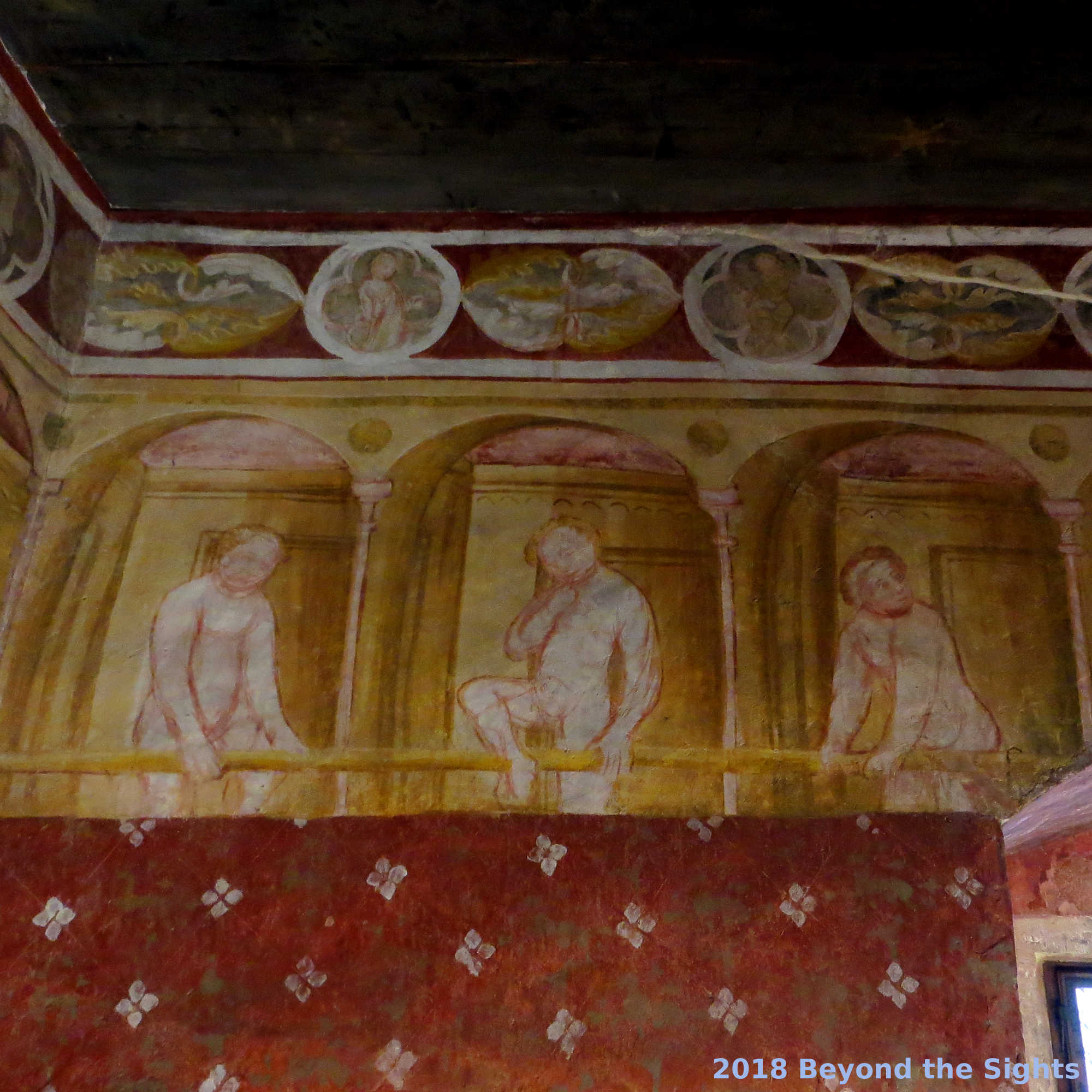 Another detail of the bath-fresco with unfinished figures